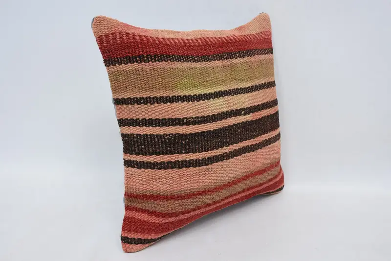 Vintage Kilim Pillow, 14x14 Red Cushion Case, Antique Pillows, Pillow Case, Vintage Kilim Throw Pillow, Authentic Cushion Cover - 3