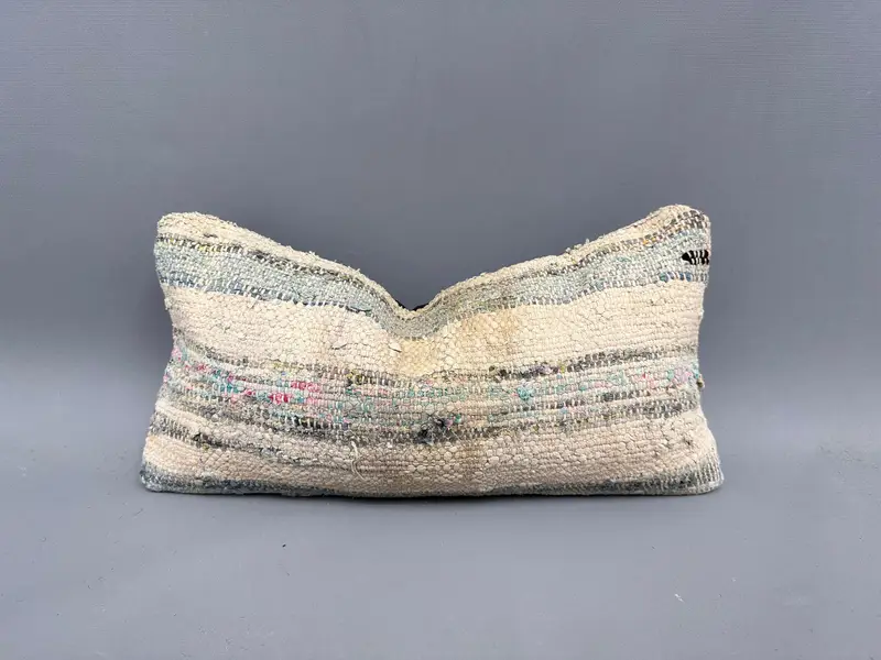 Pillow Sham, Throw Kilim Pillow, 8x16 Beige Pillow, Gift Pillow, Bolster Cushion, Seat Pillow, Retro Throw Cushion Case, Turkish Kilim Pillow - 1