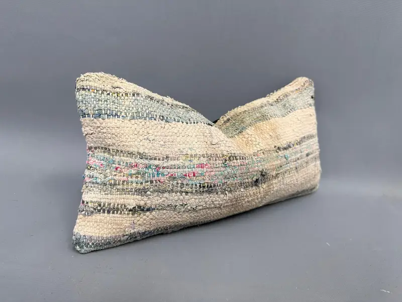 Pillow Sham, Throw Kilim Pillow, 8x16 Beige Pillow, Gift Pillow, Bolster Cushion, Seat Pillow, Retro Throw Cushion Case, Turkish Kilim Pillow - 2