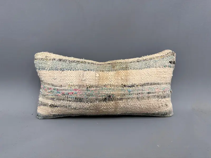 Pillow Sham, Throw Kilim Pillow, 8x16 Beige Pillow, Gift Pillow, Bolster Cushion, Seat Pillow, Retro Throw Cushion Case, Turkish Kilim Pillow - 4