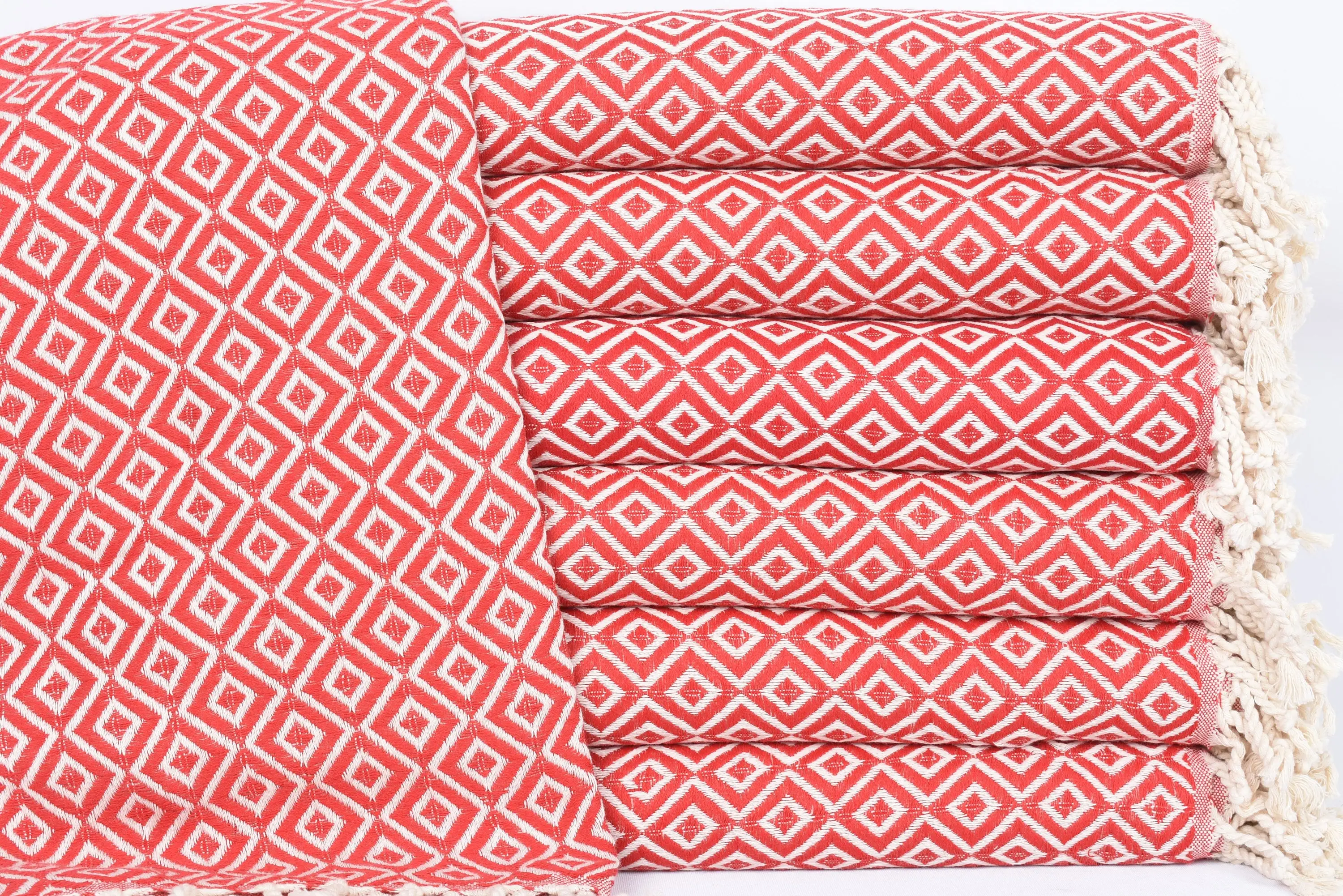 70x40 Inch Red Diamond Turkish Bath Towel, Organic Cotton, Personalized Gift - 1