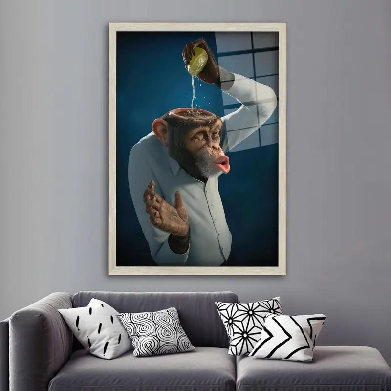 Modern Printed Glass: Funny Monkey Design for Man Cave Decor