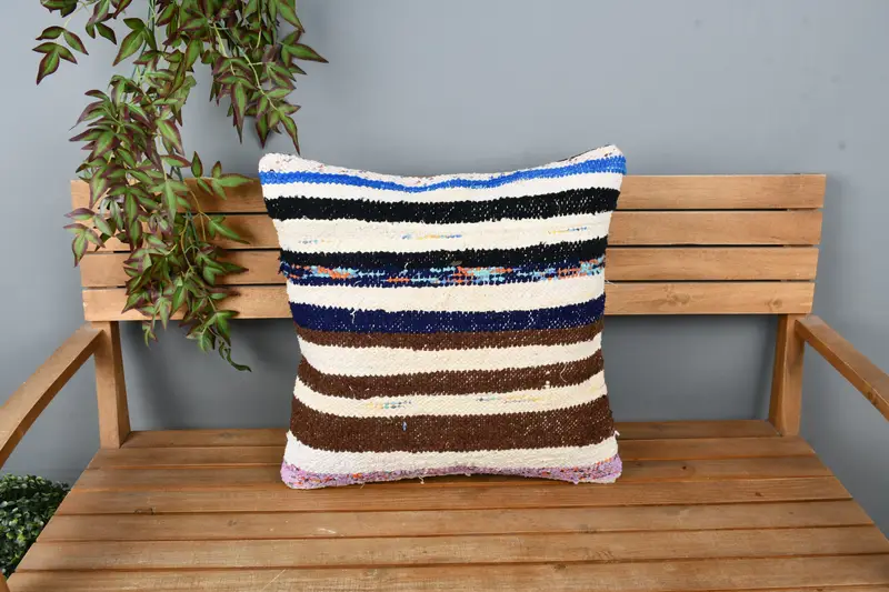 Pillow for Couch, 22x22 White Cushion Case, Pet Pillow Sham, Pillow Case, Kilim Pillow Cover, Antique Pillows, Knitted Cushion Cover - 6