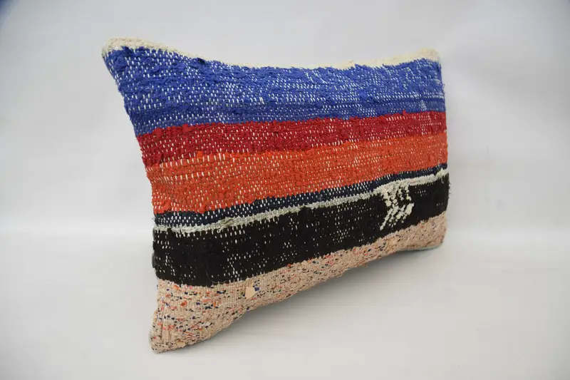 Gift Pillow, Vintage Kilim Pillow, 16x24 Blue Pillow Sham, Pillow Cover, Pillow for Couch, One Of A Kind Cushion Case - 3