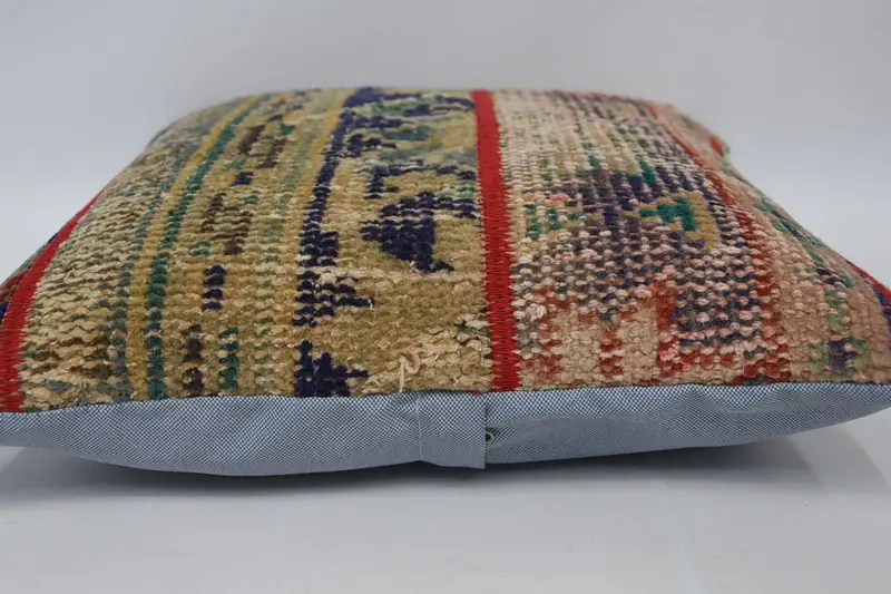 Custom Pillow Case, Boho Pillow, Ikat Pillow Sham, Pillow Case, 16x16 Yellow Cushion Cover, Ethnical Kilim Rug Pillow, Vintage Kilim Pillow - 5