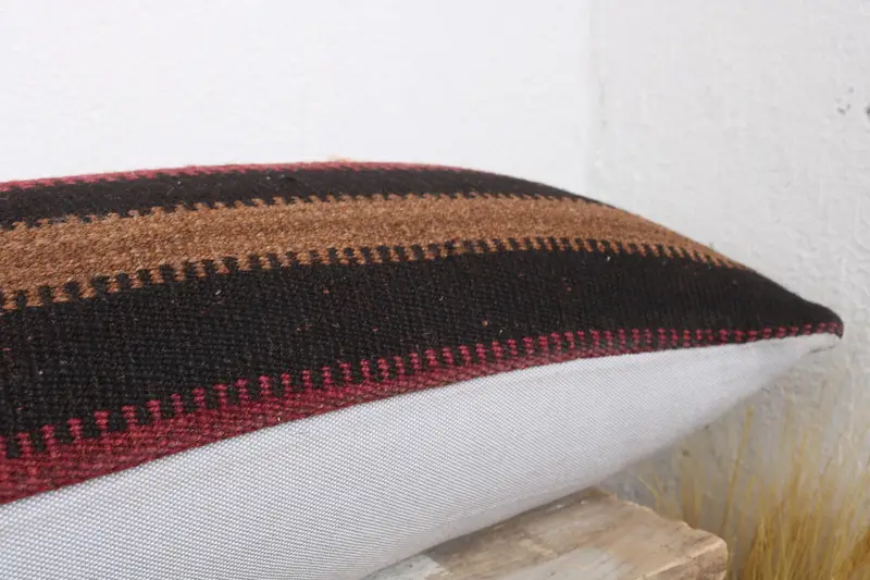 Vintage Kilim Throw Pillow, Pillow Sham, 12x43 Brown Pillow, Home Decor Pillow, Vintage Pillow, Authentic Pillow, Anatolian Cushion - 6
