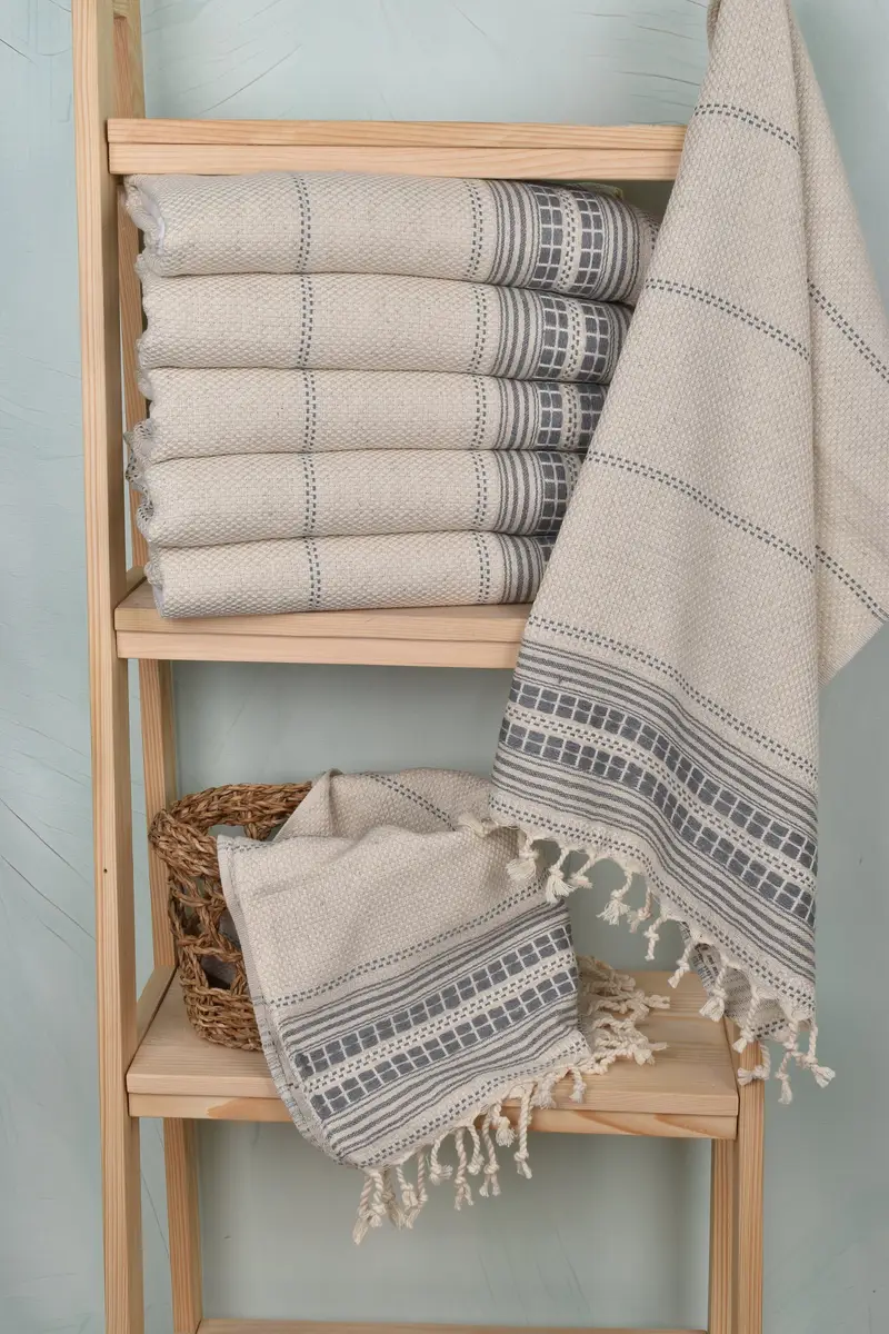 Monogram Hand Towel, Monogram Towels, 40x20 Linen Striped Towel, Custom Wedding Gifts, Custom Hand Towel, Monogram Dish Towel, Personalized Gift - 3