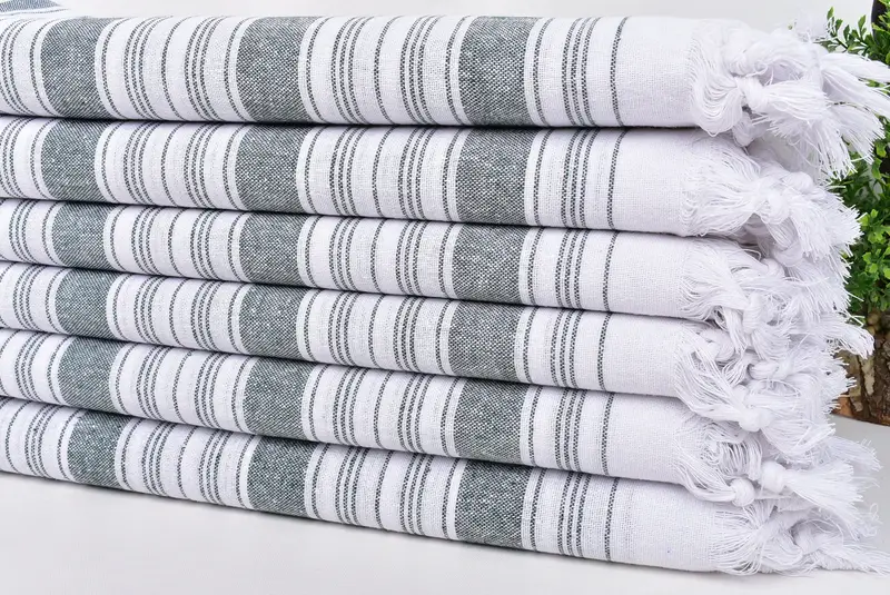 68x32 Cotton Striped Towel, Lightweight towel, Cotton towel, Decorative Towel, Scarf Towel, Organic Cotton Towel, Hammam towel, Wedding Shower Gift - 3