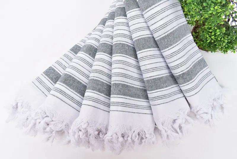 68x32 Cotton Striped Towel, Lightweight towel, Cotton towel, Decorative Towel, Scarf Towel, Organic Cotton Towel, Hammam towel, Wedding Shower Gift - 4