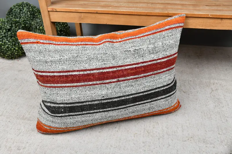 Kilim Pillow Cover, Kilim Cushion Sham, 20x28 White Pillow, Ethnical Kilim Rug Pillow, Pillow Cover, Farmhouse Cushion, Bohemian Cushion Pillow Sham - 7