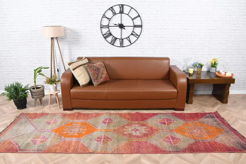 3,2x10,3 ft türkischer Teppich, Herki-Teppich, roter Ombré-Teppich aus Wolle - 1