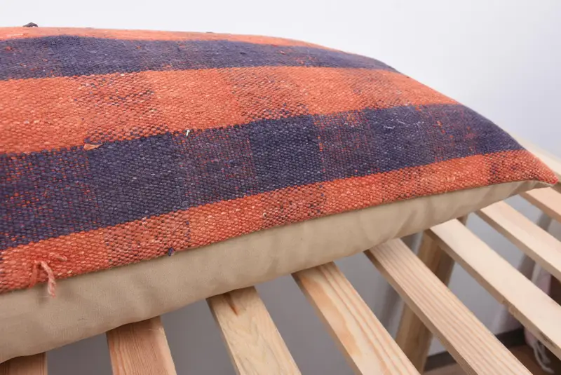 Pillow Case, Handwoven Pillow Cover Cushion Cover, Ethnical Kilim Rug Pillow, Home Decor Pillow, Kilim Pillow, 16x48 Orange Cushion Case - 7
