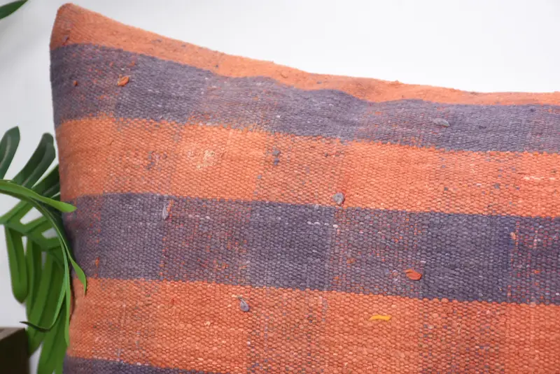 Pillow Case, Handwoven Pillow Cover Cushion Cover, Ethnical Kilim Rug Pillow, Home Decor Pillow, Kilim Pillow, 16x48 Orange Cushion Case - 2