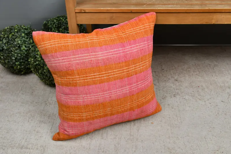 Kilim Pillow, Vintage Pillow, Boho Throw Pillow, Home Decor Pillow, 20x20 Pink Cushion, Pastel Pillow, Anatolian Cushion Cover, Pillow Cover - 7