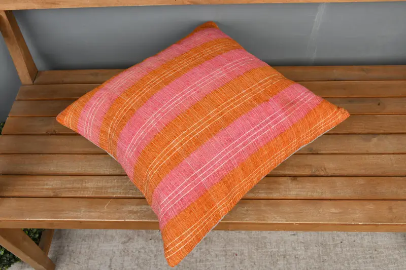 Kilim Pillow, Vintage Pillow, Boho Throw Pillow, Home Decor Pillow, 20x20 Pink Cushion, Pastel Pillow, Anatolian Cushion Cover, Pillow Cover - 2