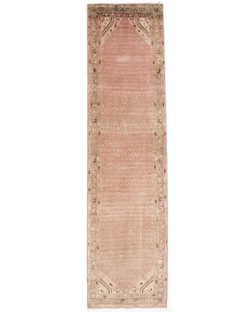 ピンクのイカットラグ、2.4x9.5フィートのエレガントな室内装飾