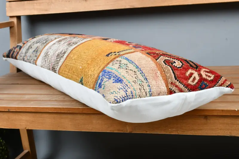Antique Pillows, Cushion, 12x36 Yellow Pillow Case, Kilim Pillow Cover, Ethnic Throw Pillow Case, Shabby Chic Pillow, Pillow for Sofa - 3