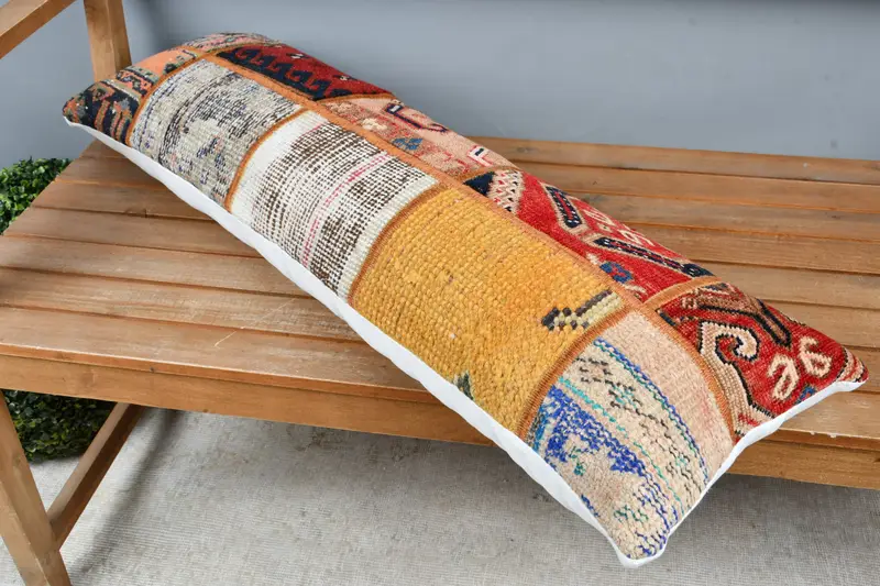 Antique Pillows, Cushion, 12x36 Yellow Pillow Case, Kilim Pillow Cover, Ethnic Throw Pillow Case, Shabby Chic Pillow, Pillow for Sofa - 2