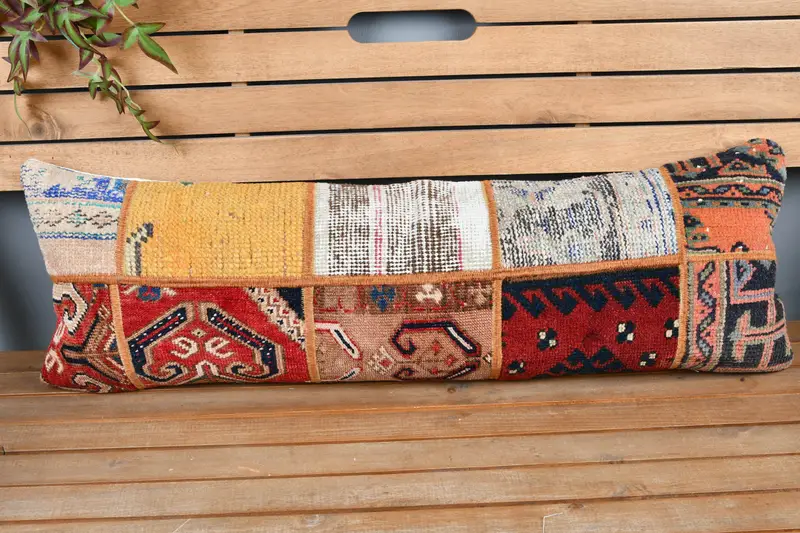 Antique Pillows, Cushion, 12x36 Yellow Pillow Case, Kilim Pillow Cover, Ethnic Throw Pillow Case, Shabby Chic Pillow, Pillow for Sofa - 6