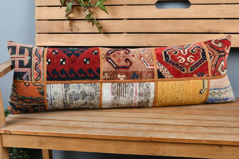 Antique Pillows, Cushion, 12x36 Yellow Pillow Case, Kilim Pillow Cover, Ethnic Throw Pillow Case, Shabby Chic Pillow, Pillow for Sofa - 1