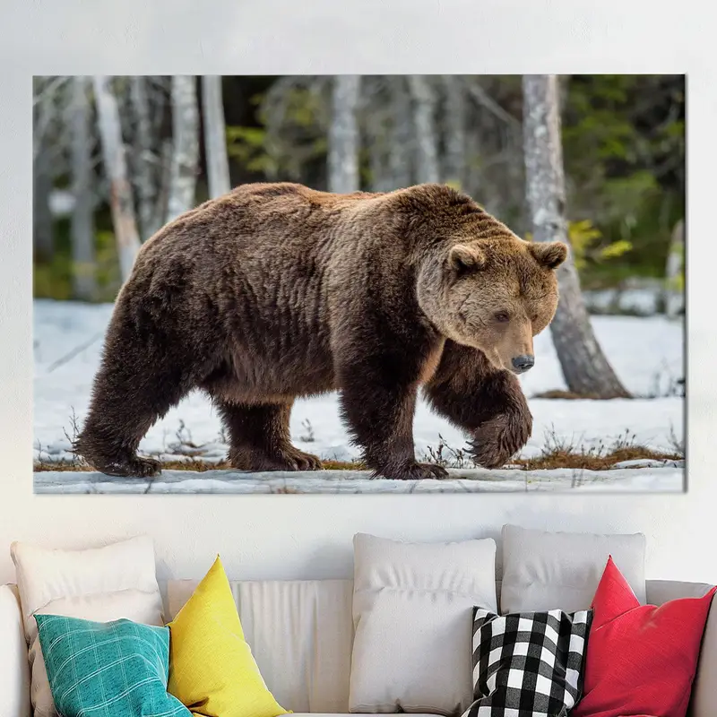 野生動物のクマのキャンバスプリント: 男の洞窟の装飾、ロフトアート