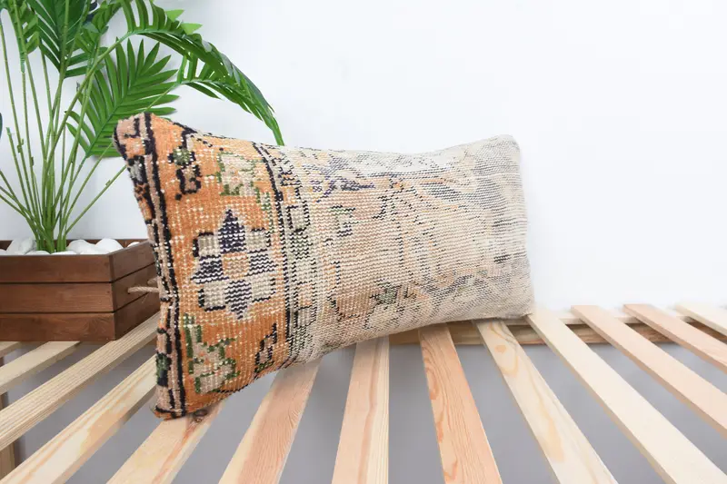 Custom Pillow Case, 12x24 Orange Pillow Sham, Turkish Kilim Pillow, Cushion, Home Decor Pillow, Antique Pillows, Ottoman Cushion Cover - 4