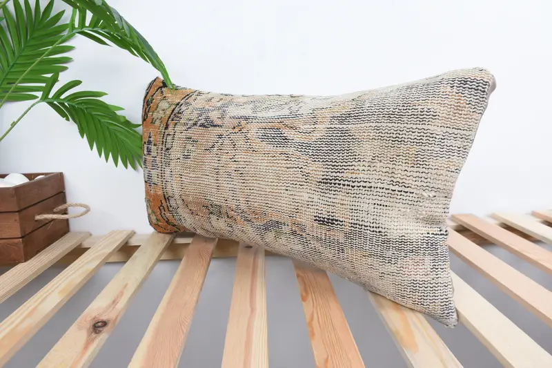 Custom Pillow Case, 12x24 Orange Pillow Sham, Turkish Kilim Pillow, Cushion, Home Decor Pillow, Antique Pillows, Ottoman Cushion Cover - 5