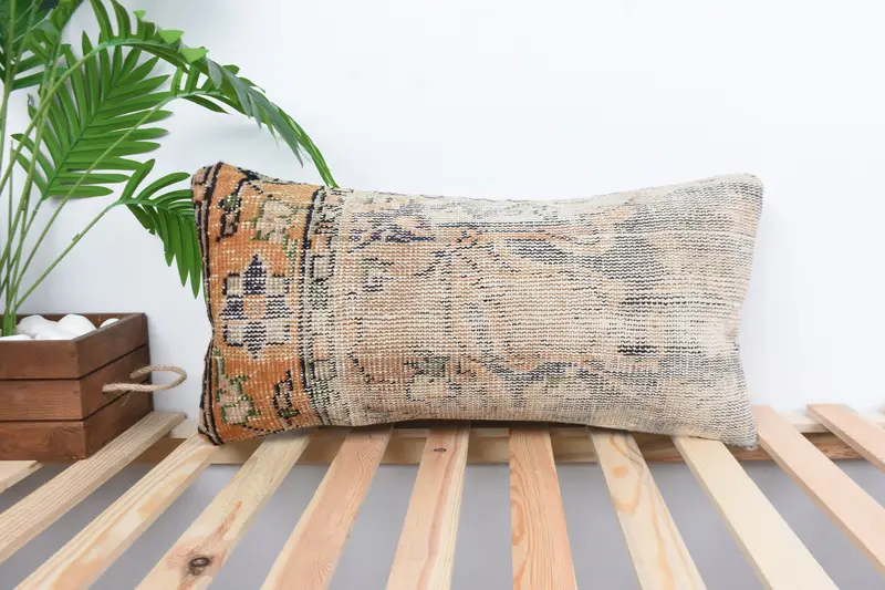 Custom Pillow Case, 12x24 Orange Pillow Sham, Turkish Kilim Pillow, Cushion, Home Decor Pillow, Antique Pillows, Ottoman Cushion Cover - 1