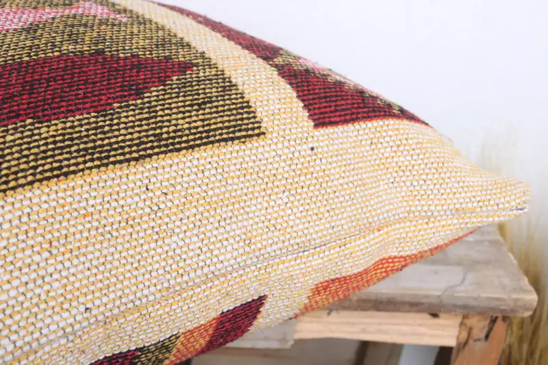 18x18 Red Pillow Case, Boho Pillow, Designer Throw Pillow Sham, Kilim Rug Cushion Cover, Cushion, Handmade Kilim Cushion, Kilim Cushion Sham - 6