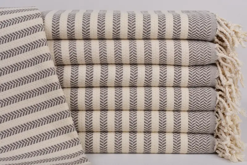 Personalized Beach Towel Brown Chevron, 70x40 Inches, Organic Cotton