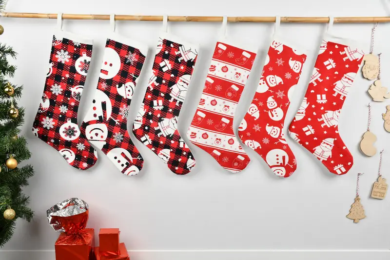 Festive Christmas Ornaments Pattern, 8 Inch Kilim Christmas Stocking