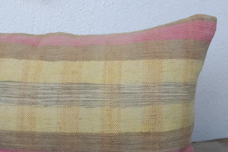 Authentic Pillow Sham, Pillow for Couch, Indoor Pillow Cover, 12x20 Yellow Cushion, Pillow Case, Gift Pillow, Ethnical Kilim Rug Pillow - 5