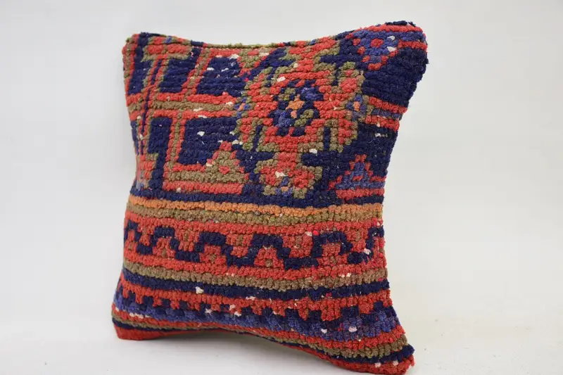 Hippie Throw Pillow, Seat Cushion, Pillow for Sofa, 12x12 Orange Pillow Sham, Pillow, Handwoven Pillow, Handmade Kilim Cushion, Pillow for Couch - 3
