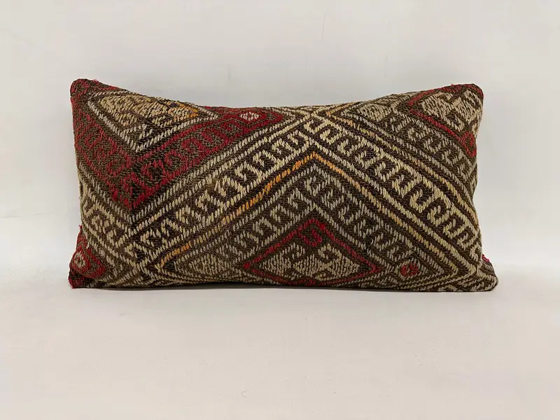 12x24 Brown Pillow Sham, Custom Pillow Case, Kilim Pillow, Pillow Cover, Turkish Pillow, Home Decor Pillow, Aesthetic Pillow Sham - 1