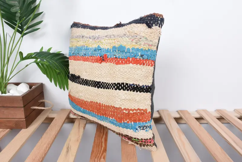 Vintage Pillow, Home Decor Pillow, 16x16 Beige Cushion Cover, Customized Pillow, Pillow Cover, Vintage Kilim Throw Pillow, Ikat Pillow Sham - 5
