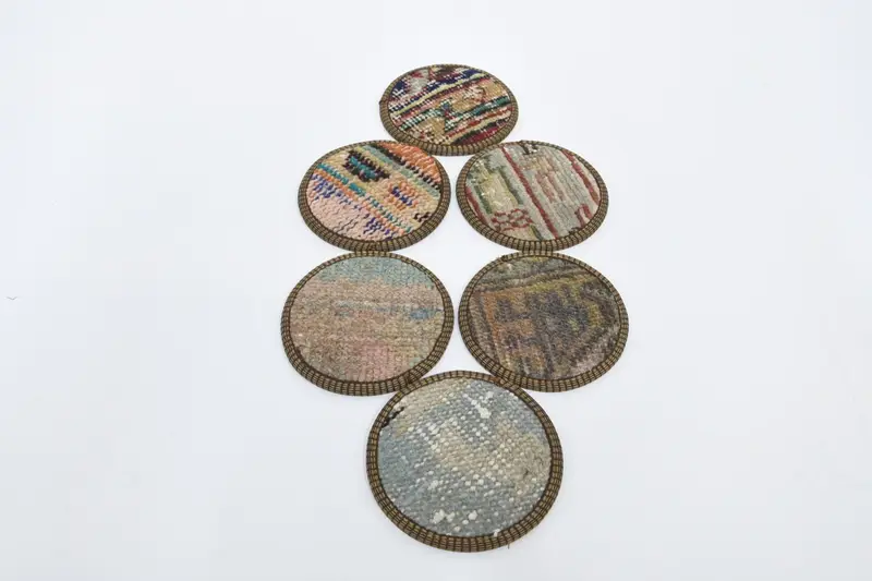 Böhmischer runder Untersetzer in Blau und Beige, stilvoller böhmischer Untersetzer