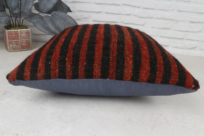 İç Tasarımcı Yastığı, 18x18 Kırmızı Yastık Kapağı, Vintage Yastık, Yastık Kapağı, Aztek Yastığı, Kilim Yastığı Kapağı, Etnik Yastık Kılıfı - 6