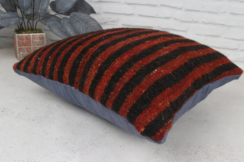 İç Tasarımcı Yastığı, 18x18 Kırmızı Yastık Kapağı, Vintage Yastık, Yastık Kapağı, Aztek Yastığı, Kilim Yastığı Kapağı, Etnik Yastık Kılıfı - 7