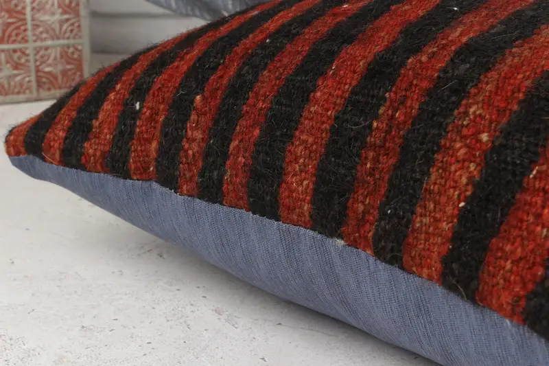İç Tasarımcı Yastığı, 18x18 Kırmızı Yastık Kapağı, Vintage Yastık, Yastık Kapağı, Aztek Yastığı, Kilim Yastığı Kapağı, Etnik Yastık Kılıfı - 8