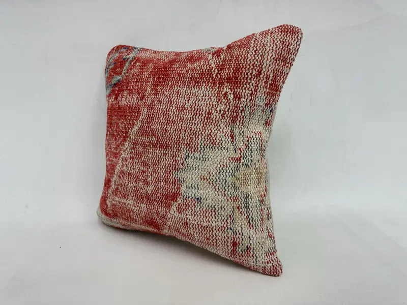 Colorful Pillow, Toss Cushion, Vintage Kilim Pillow, Kilim Cushion Sham, Pillow Case, Interior Designer Pillow, 18x18 Red Pillow Case - 4