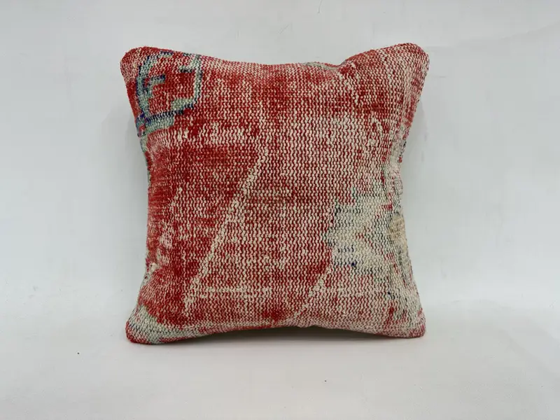 Colorful Pillow, Toss Cushion, Vintage Kilim Pillow, Kilim Cushion Sham, Pillow Case, Interior Designer Pillow, 18x18 Red Pillow Case - 1