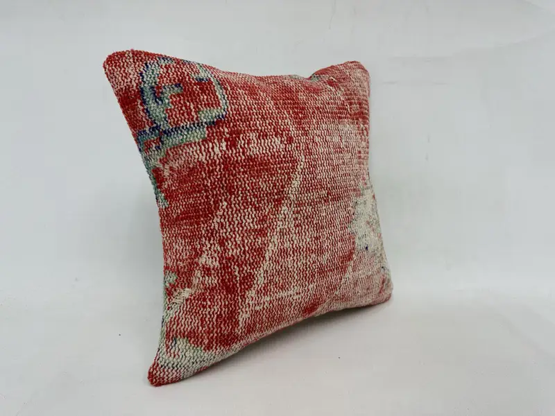 Colorful Pillow, Toss Cushion, Vintage Kilim Pillow, Kilim Cushion Sham, Pillow Case, Interior Designer Pillow, 18x18 Red Pillow Case - 3