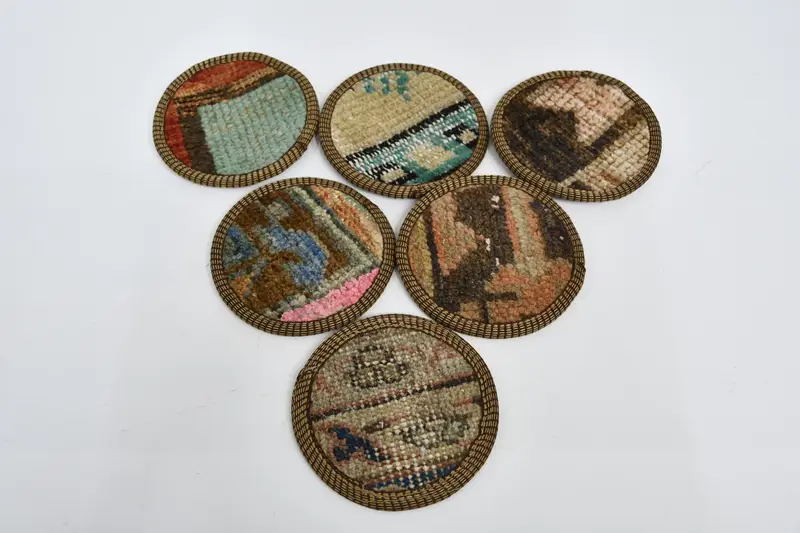 Bohemian Round Coaster, Brown and Beige Unique Coaster Set