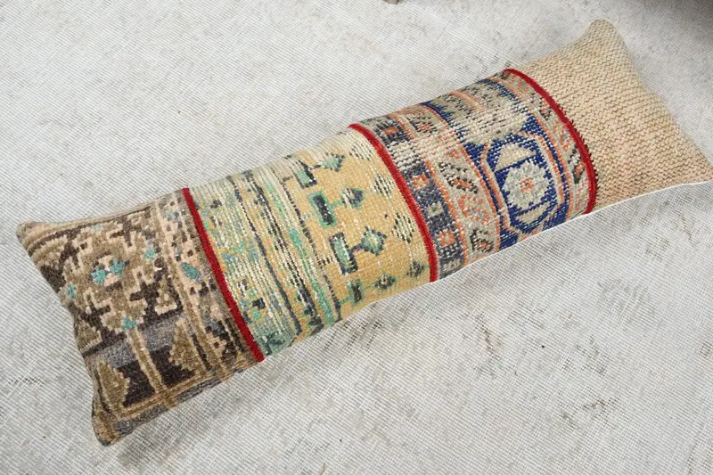 Pillow, Shabby Chic Cushion, Chair Pillow Sham, Pillow for Sofa, Pillow for Couch, Throw Kilim Pillow, Farmhouse Cushion Cover, 12x36 Beige Cushion - 8