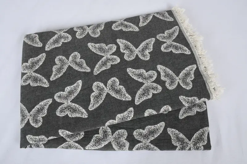 Custom Wedding Gifts, Bachelorette Party Favors, Wedding Hand Made Gift, 96x80 Cotton Butterfly Pattern Towel, Turkish Blanket, Gift For Best Friend - 5