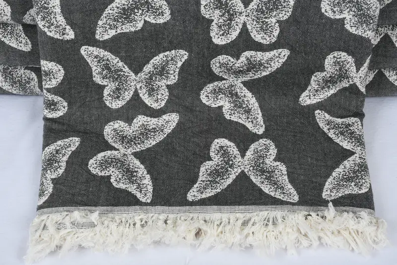 Custom Wedding Gifts, Bachelorette Party Favors, Wedding Hand Made Gift, 96x80 Cotton Butterfly Pattern Towel, Turkish Blanket, Gift For Best Friend - 2