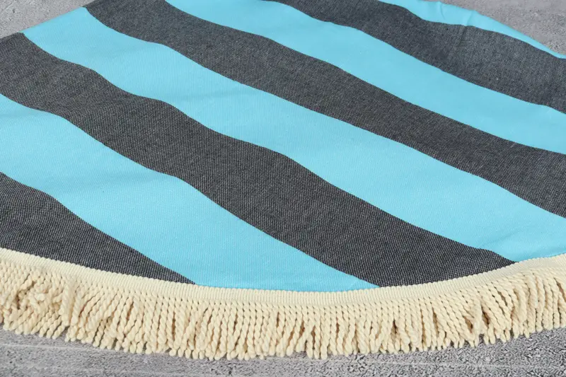 64x64 Cotton Striped Round Towel, Bachelorette Beach Towel, Bridal Shower Favor, Gift For Him, Personalized Gift, Personalized Beach Towel - 6