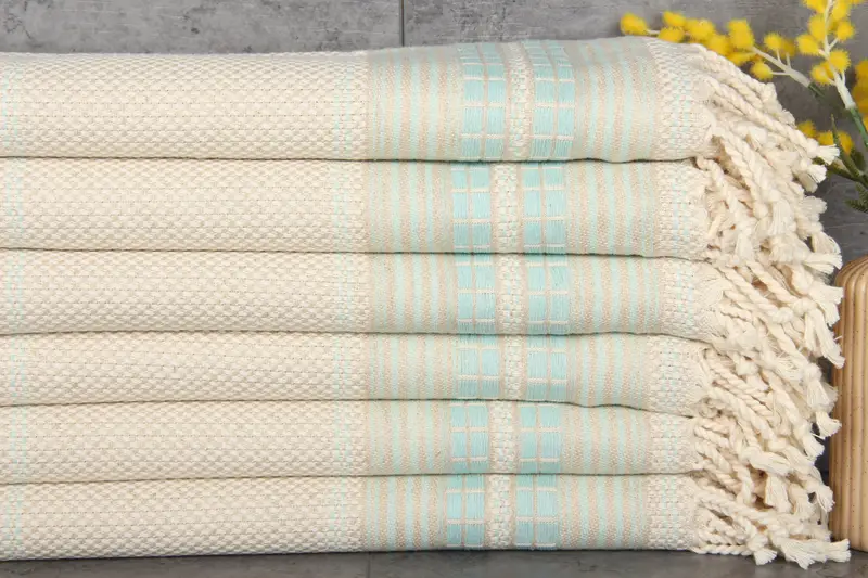 Personalized Mint Linen Towel Turkish Organic Cotton, 38x65 Inches