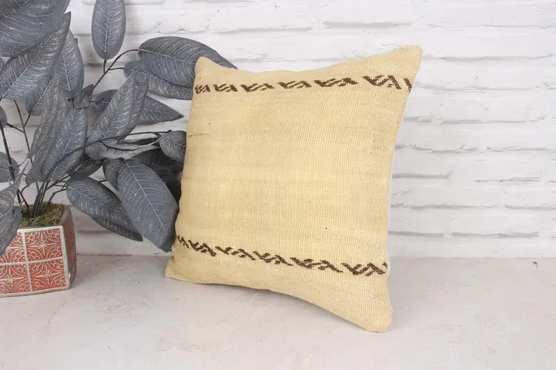 Gift Pillow, Pillow for Sofa, Vintage Pillow, Cushion, Vintage Kilim Pillow Pillow, 16x16 Beige Pillow Cover, Accent Cushion Case - 4