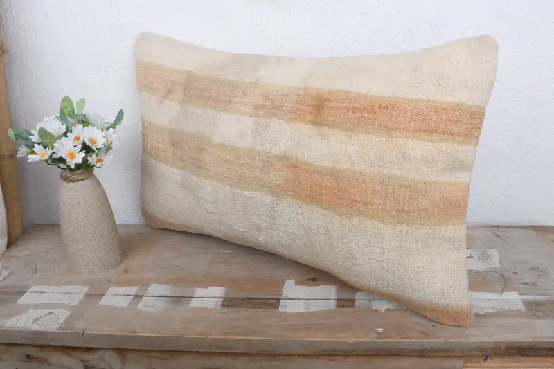 Vintage Pillow, 12x20 White Pillow Cover, Chair Pillow, Pillow for Sofa, Ethnical Kilim Rug Pillow, Pillow Sham, Sustainable Cushion Case - 4